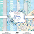 Набір паперу для скрапбукінгу Фабрика Декору FDSP-02075 Shabby baby boy redesign 20*20см 10арк + бонус 200г/м2