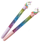 Кулькова ручка з насадкою Єдиноріг з блискитками ЛИДЕР асорті, пише синім №7356-1/016-8