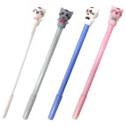 Кулькова ручка з насадкою Киця з бантом ЛИДЕР асорті, пише синім №6532