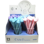 Гелева ручка з насадкою Дракоша сілікон асорті, пише синім №19061