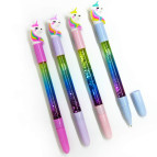 Кулькова ручка з насадкою Єдиноріг що світиться, з блискитками асорті, пише синім СМ-1961/13374