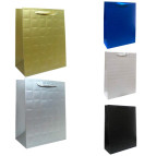 Пакет подарунковий паперовий HP 26*32*12см Однотонний тиснений квадрат, асорті HP-***M