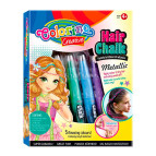 Крейда для розпису волосся Colorino 5кол металік + гребинець, гумки, наміста 37064