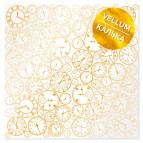 Калька (веллум) Фабрика Декору 30,5*30,5см 90г з фольгуванням FDFMA-2-033 Golden Clocks