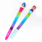 Кулькова ручка з насадкою Ляльки з блискитками ЛИДЕР асорті, пише синім №016-6