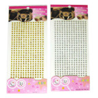 Наліпки дитячі СТРАЗИ 9*160мм d:4мм перлини золото/срібло 8562