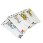 Свічки-набір для торта День Народження Цифри золото та срібло Мікс