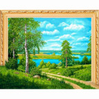 Алмазна мозаїка по номерам на холсті з 3D ефектом 40*50см Josef Otten ELT0511 Берізки