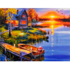 Алмазна мозаїка по номерам на холсті 30*40см Josef Otten GB70030 Човен біля причалу