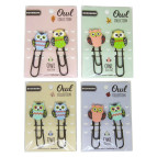 Закладки для книг ЛИДЕР Скріпка з прикрасой 2шт. Сови асорті 25021