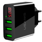 СЗУ Usams US-CC035 3USB LED Display EU Black CC35TC03