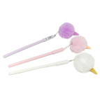 Кулькова ручка з насадкою Морозиво-брелок, пухнасте ЛИДЕР асорті, пише синім №029