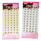 Наліпки дитячі СТРАЗИ 9*160мм серця золото/срібло 8565