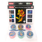 Аквагрим для обличчя фарби Meidu 6 люмінісцентних фарб + трафарети + пензель MD-706