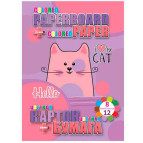 Картон кольоровий+папір А4 8+12арк Kidis My Cat 13278