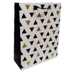 Пакет подарунковий паперовий 30*41,5*12см ООПТ Чорно-білі візерунки з глітером HL-527-L