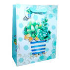 Пакет подарунковий паперовий 30*41,5*12см ООПТ Кактуси з глітером та аплікацією ML-6029-L