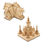 Модель 3D дерев'янна сборна WoodCraft XE-G015B Храм Ват Арун та Храм Рассвета Ват 2в1