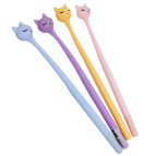 Кулькова ручка з насадкою Киця сілікон асорті, пише синім №20049