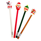 Кулькова ручка з насадкою Новорічні Песики асорті, пише синім №2325