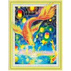 Алмазна мозаїка по номерам на холсті 40*50см ЛИДЕР 225 Золота рибка