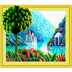 Алмазна мозаїка по номерам на холсті 40*50см ЛИДЕР 041 Казкова річка