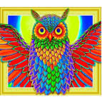 Алмазна мозаїка по номерам на холсті 40*50см ЛИДЕР 201 Яскрава сова
