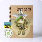 Блокнот спіраль А5 60арк Kirisketch еко крафт-картон 2мм Кіт, руський воєний корабель 11130-*