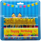 Свічки-набір для торта Україна 'З Днем Народження' (укр) золото