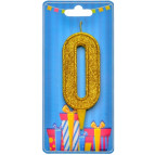 Свічка для торта Україна 'Цифра 0' золото