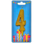 Свічка для торта Україна 'Цифра 4' золото