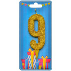 Свічка для торта Україна 'Цифра 9' золото