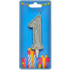 Свічка для торта Україна 'Цифра 1' срібло