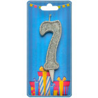 Свічка для торта Україна 'Цифра 7' срібло