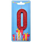 Свічка для торта Україна 'Цифра 0' червона (блиск)