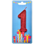 Свічка для торта Україна 'Цифра 1' червона (блиск)