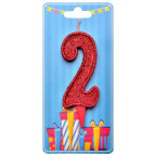 Свічка для торта Україна 'Цифра 2' червона (блиск)