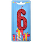 Свічка для торта Україна 'Цифра 6' червона (блиск)