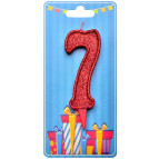 Свічка для торта Україна 'Цифра 7' червона (блиск)