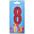 Свічка для торта Україна 'Цифра 8' червона (блиск)