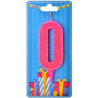 Свічка для торта Україна 'Цифра 0' рожева (блиск)