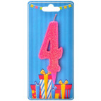 Свічка для торта Україна 'Цифра 4' рожева (блиск)