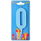 Свічка для торта Україна 'Цифра 0' блакитна (блиск)