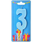 Свічка для торта Україна 'Цифра 3' блакитна (блиск)