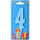 Свічка для торта Україна 'Цифра 4' блакитна (блиск)