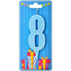 Свічка для торта Україна 'Цифра 8' блакитна (блиск)