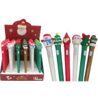 Кулькова ручка з насадкою Новорічна що світиться Лидер асорті, пише синім №23191/2107