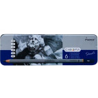 Олівці чорнографітні прості набір 6шт. Marco Chroma HB-8B в металевому пеналі 8015-6TN