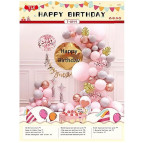 Набір святковий ООПТ Happy Birthday Фотозона з повітряними кульками (рожевий) T-8919