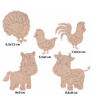 Заготовка для декорування Rosa Talent (ДВП) набір 5шт Свійські звірі-2 з магнітною стрічкою 289038